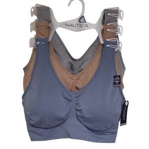 Nautica Sports Bras 3pk Comfort Active Athletic Lounge Bralettes Plus Size 1X